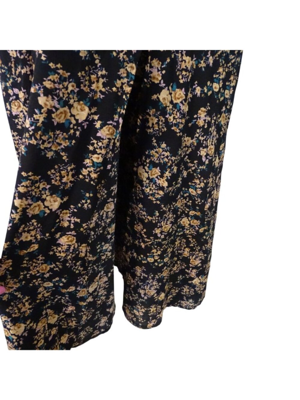 Floral Smocked Off-Shoulder Maxi Dress Black Women Size S Cottagecore Boho - Picture 3 of 10